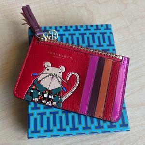 Tory Burch Rita The Rat Top Zip Card Case